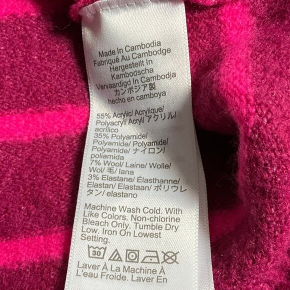 J. Crew Sweater Womens XXL Extra Soft Striped‎ Pink Magenta Wool Blend Crew Neck - Picture 9 of 13